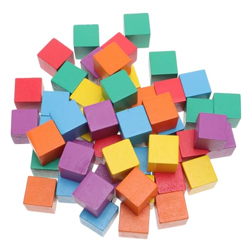 BEBEMOKO 50 Stück Bunte Holzquadrate Kleine Bastelwürfel Holz für DIY Projekte Bastelmaterialien und Kreative Bauprojekte von BEBEMOKO