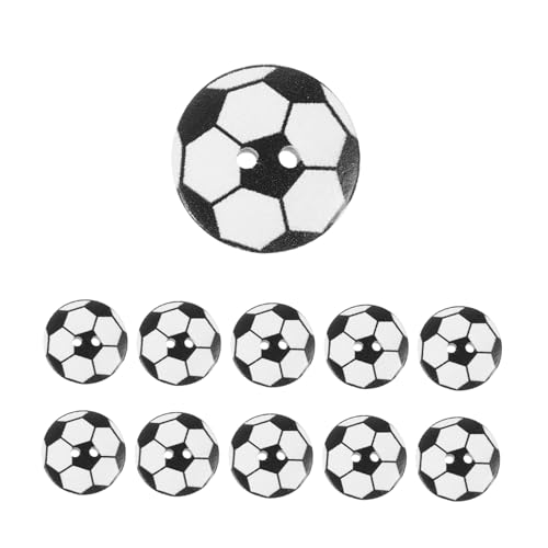 BEBEMOKO 50 Stück Holzknöpfe in Fußballform für Bastelarbeiten, Fußballknöpfe für handgefertigte Kleidungsverzierungen, ideal für Nähprojekte und Dekorationen BEBEMOKO 50 Stück Holzknöpfe in Fußballform für Bastelarbeiten, Fußballknöpfe für handgefertigte Kleidungsverzierungen, ideal für Nähprojekte und Dekorationen von BEBEMOKO