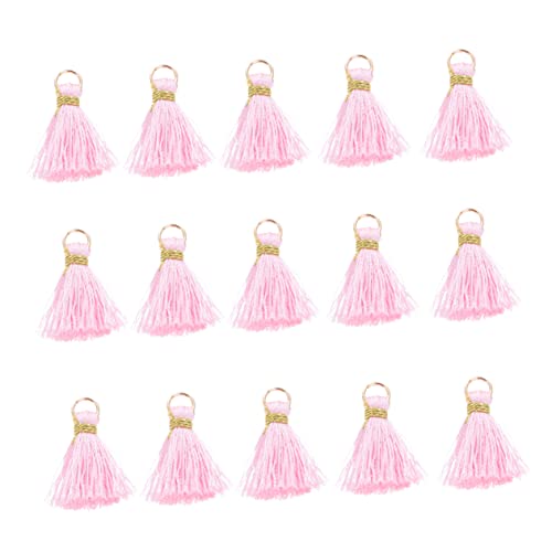 BEBEMOKO 50 Stück Quasten-Anhänger für Bastelarbeiten, Geschenk, Verpackung, Schlüsselanhänger, Zubehör, dekorative Fächer-Charms mit Biegeringe für Schmuckherstellung von BEBEMOKO