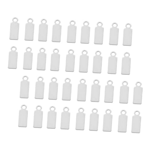 BEBEMOKO 50 Stück Teiliges Edelstahl Rechteckige Stanzrohlinge Langlebige Lange Anhänger DIY Schmuckherstellung Vielseitige Gravierbare Metallplatten für Halsketten Armbänder Craft von BEBEMOKO