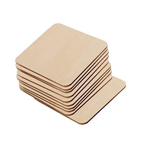 BEBEMOKO 50Stücke Holzscheiben Quadratische Holzmalerei DIY Dekorationen Für Bastelprojekte Holzhandwerk Zubehör Für Wohnaccessoires Und Kunstwerke von BEBEMOKO