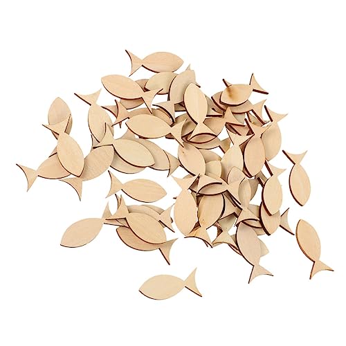 BEBEMOKO 50Stücke Unvollendete Holzscheiben Fische DIY Holzfische Für Dekoration Und Bastelprojekte Unbemalt Für Ornamente von BEBEMOKO