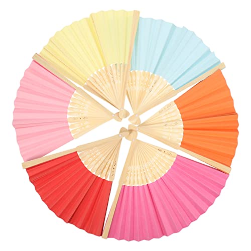 BEBEMOKO 6 Stück Faltbare Papier Handfächer zum Selbstgestalten Leichte Diy Klappfächer aus und Papier Bunte Fächer für Party Kinderzimmerdekoration Tragbare Handfächer für Drinnen und von BEBEMOKO