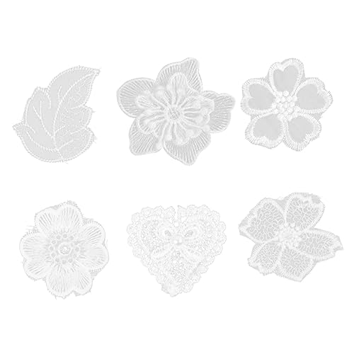 BEBEMOKO 6 x florale Spitzenaufnäher für Kleidung, exquisite Stickapplikationen für Kostüme, zarte Nähte, Verzierungen, zufällige Stile für Handwerk und Dekoration von BEBEMOKO