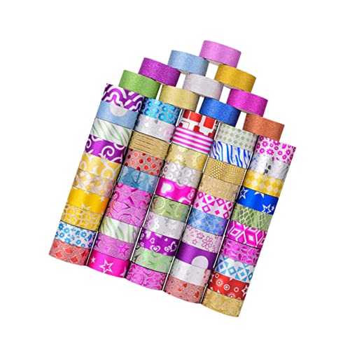 BEBEMOKO 60 Rollen Glitzerband Plakatband farbig weißes Abdeckband klebrig Notebook-Klebeband Dekoratives Washi Tape Washi -Klebeband Festival-Washi-Tape Papier von BEBEMOKO