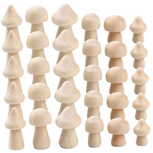 BEBEMOKO 60 unlackierte Pilze zum Basteln, blanko, Naturholz, Pilzdekoration zum Bemalen, glatte Oberfläche, für Erwachsene, für kreative Projekte und Dekorationen von BEBEMOKO