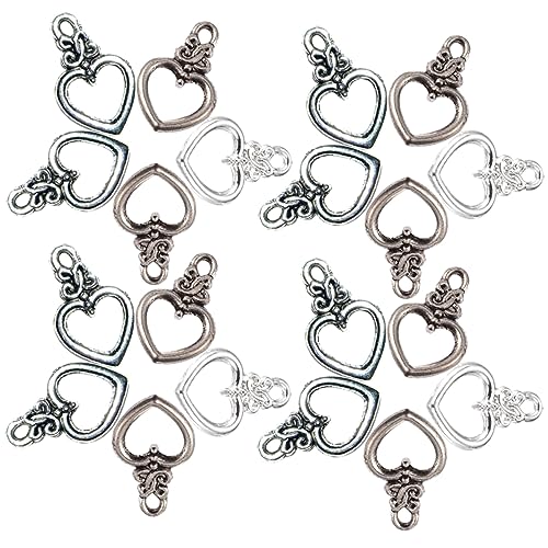 BEBEMOKO 60Sätze Herzförmige Kippverschlüsse Legierung für DIY Schmuckherstellung Alte Alte und Silberne Verschlüsse Langlebig und Leicht für Armbänder von BEBEMOKO