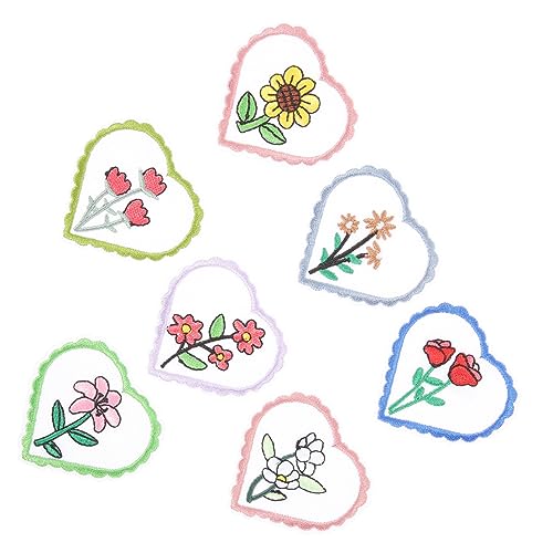 BEBEMOKO 7 x Herz-Blumen-Stickerei-Aufnäher für Kleidung, Blumenaufnäher, niedliche Gänseblümchen, zum Nähen von Kleidung, Taschen und Bastelprojekten BEBEMOKO 7 x Herz-Blumen-Stickerei-Aufnäher für Kleidung, Blumenaufnäher, niedliche Gänseblümchen, zum Nähen von Kleidung, Taschen und Bastelprojekten von BEBEMOKO