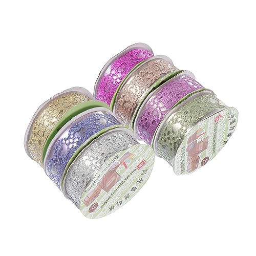 BEBEMOKO 7Rollen Glitzerndes Spitzenband DIY Bastelband Selbstklebend Dekoratives Klebeband für Scrapbooking Journaling Planer und Projekte mit Einzigartigem Glitzereffekt von BEBEMOKO