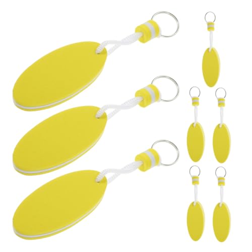 BEBEMOKO 8 Stück Teiliges Ovaler Schwimmender Schlüsselanhänger aus Eva schaumstoff Ergonomisch Geformt Hohe Sichtbarkeit Sicherer Clip für Bootfahren Angeln Surfen und Outdoor Wassersport von BEBEMOKO