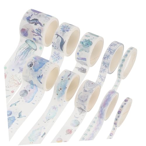 BEBEMOKO 8-Teiliges Set Washi-Tape-Set Streifen Bausatz Regenbogen UV Stern dekoratives beschreibbares Bastelband farbig Papier Schrott Handwerk Washi -Klebeband Washi Tape von BEBEMOKO