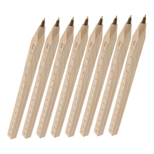 BEBEMOKO 8pcs Hölzerne Kugelschreiber Mit Herrscher Ideal Für Büroschulversammlungen Und Geeigneteres Für Mitarbeiter Und Studenten von BEBEMOKO