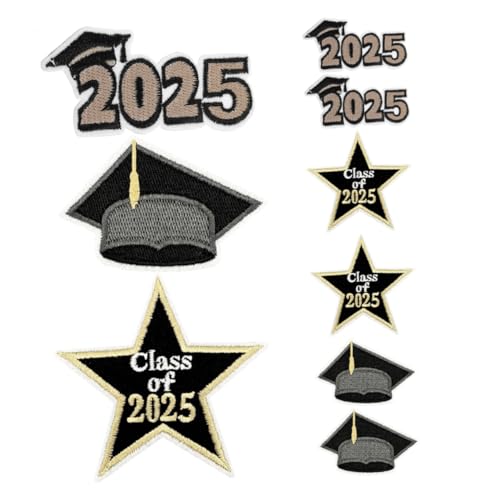 BEBEMOKO 9 Stück 2025 Abschlusssaison Stickerei Patch Kleidung Abschlusssaison Produkte DIY Kleidung Patch Aufbügler Applikation für Stoff Absolventen Bügelapplikation bestickte Abzeichen Tuch BEBEMOKO 9 Stück 2025 Abschlusssaison Stickerei Patch Kleidung Abschlusssaison Produkte DIY Kleidung Patch Aufbügler Applikation für Stoff Absolventen Bügelapplikation bestickte Abzeichen Tuch von BEBEMOKO