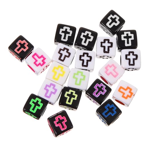 BEBEMOKO Acrylperlen mit Kreuzmuster DIY Schmuckherstellung Leichte und Langlebige Abstandsperlen für Armbänder und Ohrringe Vielseitig Einsetzbar von BEBEMOKO