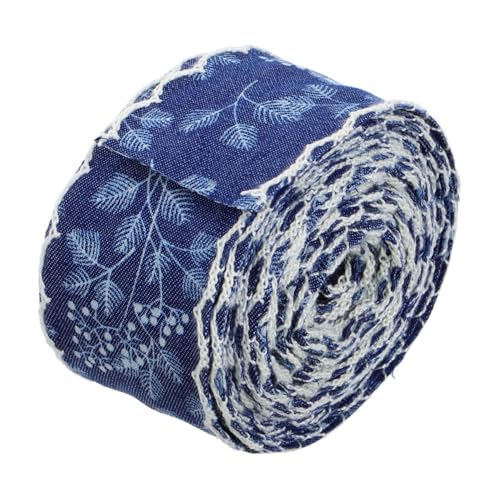 BEBEMOKO Bastel Jeansband mit Spitzenkante Strapazierfähiges Dunkelblaues Denim Ribbon für Diy Modeprojekte Haarschleifen und Kreative Accessoires Breit Yards von BEBEMOKO