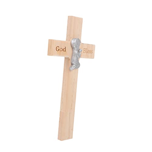 BEBEMOKO Christlicher Holz-Kreuz-Anhänger, dekorativer Wandbehang, Kreuzhandwerk für religiöse Inspiration, glatte Oberfläche, sicheres Geschenk für Freunde von BEBEMOKO