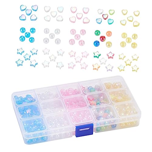 BEBEMOKO DIY Acryl Perlen Runde Herz und Sternform Schmuck Bastelzubehör für Armbänder Halsketten Ohrringe Pastell Farben für Projekte und von BEBEMOKO