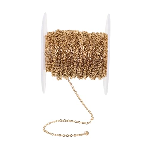 BEBEMOKO Edelstahl O ring Kette Goldfarbend DIY Schmuckkette Schmuckschnur für Halsketten Armbänder Bastelset Schmuckherstellung Zubehör Flexibel Zuschneidbar Leicht und Langlebig von BEBEMOKO