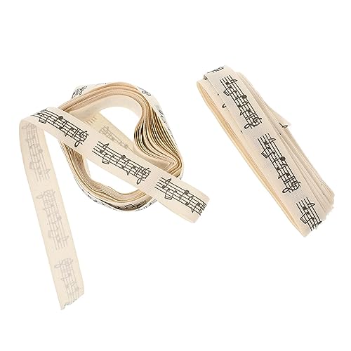 BEBEMOKO Geschenkbänder mit Musiknoten-Muster, für Kuchendekoration und Geschenkverpackung, Baumwollmaterial für Partys und Feiertage, Beige, 2 Stück von BEBEMOKO