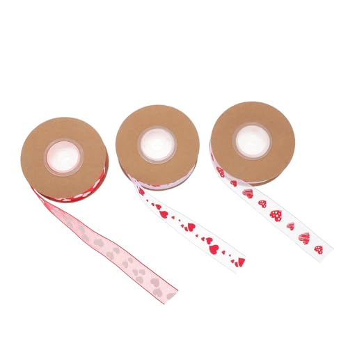 BEBEMOKO Geschenkband zum Valentinstag, Herzdruck, dekoratives Geschenkband für Projekte, exquisites Jacquard-Design, weiches Polyester, für Gastgeschenke und Schleifen, 3 Rollen BEBEMOKO Geschenkband zum Valentinstag, Herzdruck, dekoratives Geschenkband für Projekte, exquisites Jacquard-Design, weiches Polyester, für Gastgeschenke und Schleifen, 3 Rollen von BEBEMOKO