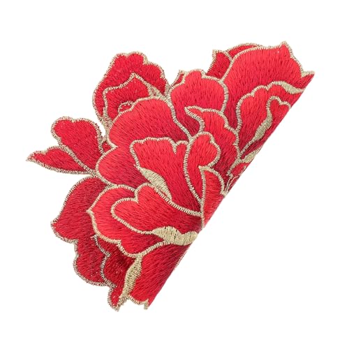 BEBEMOKO Großer Pfingstrosen Stickpatch aus Dekorativer Aufnäher zum Aufnähen Strapazierfähig und Hautfreundlich Geeignet für Kleidung Jacken Taschen und DIY Handwerk von BEBEMOKO