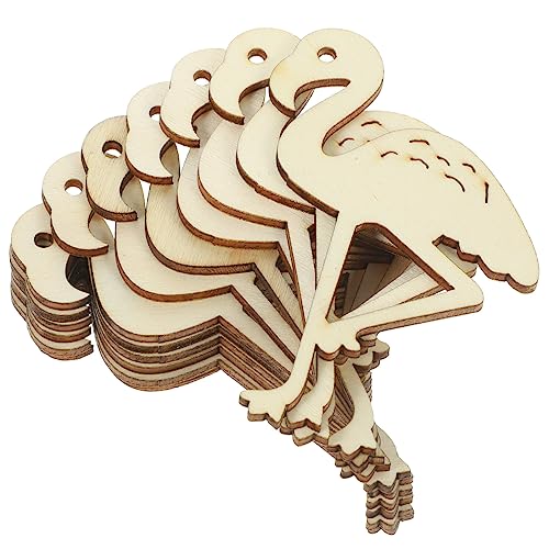 BEBEMOKO Holzausschnitte in Flamingo-Form, Bastelverzierungen, Naturholzornamente für Kunstprojekte, Heimdekoration und Party-Dekorationen, 12 Stück von BEBEMOKO