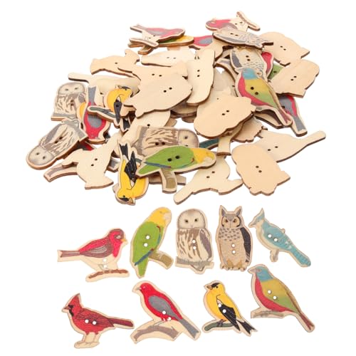 BEBEMOKO Holzknöpfe in Vogelform, zum Basteln, langlebig, 2 Nähzubehör für Kleidung, Schuhe, Taschen, zum Stricken und für Scrapbooking-Projekte, 100 Stück von BEBEMOKO