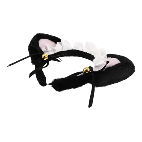 BEBEMOKO Maid Stirnband mit Schleife und Realistischer Katzenohren Lolita Haarschmuck Zubehör für Frauen Vielseitiges Cosplay und Themenparty Accessoire von BEBEMOKO