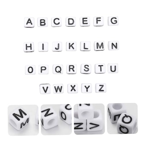 BEBEMOKO Quadratische Buchstabenperlen, Acryl, Alphabet-Perlen für Schmuckherstellung, Bastelzubehör für Armbänder und Halsketten, 100 Stück von BEBEMOKO