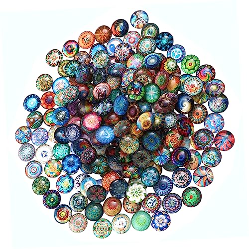 BEBEMOKO Runde Glas-Cabochon-Patches für Schmuckherstellung und Handwerk, vielseitig verwendbar, gewölbter Edelstein-Patch für Verzierungen und Handarbeit, 150 Stück von BEBEMOKO