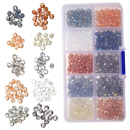 BEBEMOKO Runde Glasperlen für DIY Schmuck mit Vielseitigen Bastelperlen für Herstellung von Halsketten Armbändern und Ohrringen Große Auswahl an Designs von BEBEMOKO