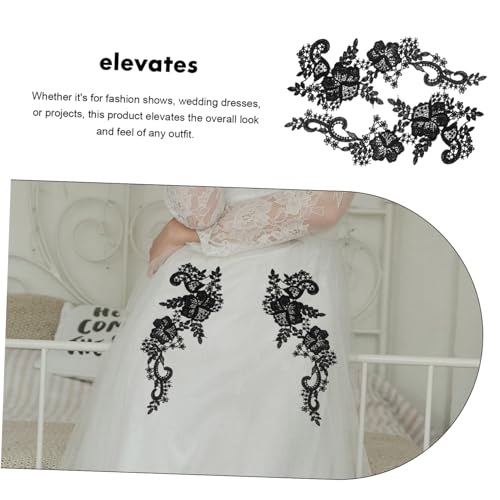 BEBEMOKO Schwarzer Bestickter Spitzen Applikationspatch für DIY Kleidung Vielseitiger zum Aufnähen für Hochzeiten Abendkleider und Kreative Modegestaltung von BEBEMOKO