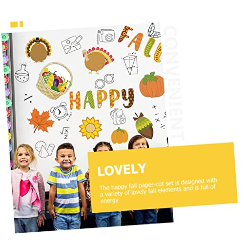 BEBEMOKO Thanksgiving Pinnwand Dekoration Teilig Herbstliche Papierausschnitte mit Truthahn Kürbis Ahornblatt Sonnenblume Klebepunkte für Klassenzimmer und Partys von BEBEMOKO