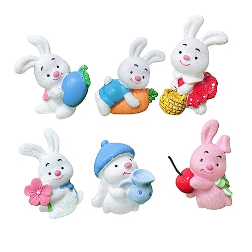 Niedliche Hasen-Figuren, bezaubernde Auto-Dekoration, Miniatur- -Kuchenaufsätze, kreative DIY-Desktop-Ornamente für Zuhause, zufällige Stile im Lieferumfang enthalten, 6 Stück Niedliche Hasen-Figuren, bezaubernde Auto-Dekoration, Miniatur- -Kuchenaufsätze, kreative DIY-Desktop-Ornamente für Zuhause, zufällige Stile im Lieferumfang enthalten, 6 Stück von BEBEMOKO