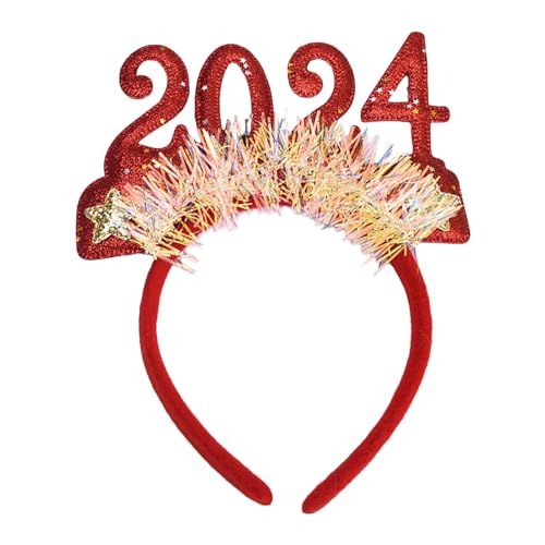 BEBIKR 12 Stück 2024 Neujahr Stirnband Heiligabend Party Kopfbedeckung Dekoration Urlaub Party Foto Requisiten Geschenke Party Dress Up Zubehör von BEBIKR