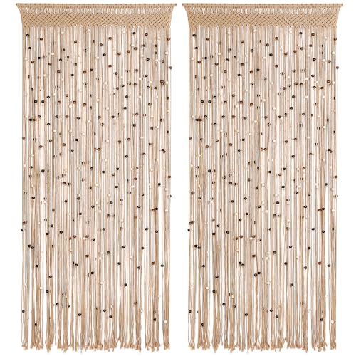 BECHAEO Makramee-Perlenvorhang, Boho-Stil, handgefertigt, Baumwolle, Türvorhang für Tür, Fenster, Holzperlen, Quasten, hängend, Hippie-Raumteiler, Flur, Schrank, Schlafzimmer, Privatsphäre, BECHAEO Makramee-Perlenvorhang, Boho-Stil, handgefertigt, Baumwolle, Türvorhang für Tür, Fenster, Holzperlen, Quasten, hängend, Hippie-Raumteiler, Flur, Schrank, Schlafzimmer, Privatsphäre, von BECHAEO