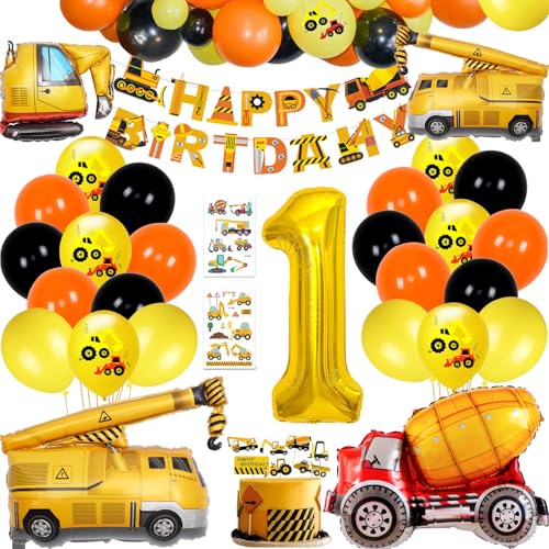 Bagger Geburtstag Deko, Bagger Deko Kindergeburtstag 1,Baustelle Geburtstagsdeko Jungen Kindergeburtstag Dekoration mit Bagger Luftballons Truck Bagger Folienballon für Geburtstagdeko Jungen von BECILES