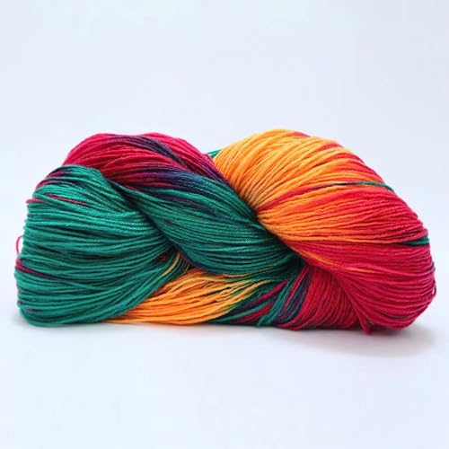 BEEFLYING 1 Rolle 50g Mehrfarbige Wolle zum Stricken, Bunte Häkelwolle Regenbogenwolle für Decke Handwerk Weben DIY von BEEFLYING