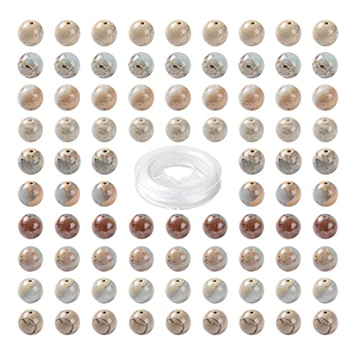 BEEFLYING 100 Stück 8mm Natürliche Aqua Terra Jaspis Perlen Lose Runde Edelstein Perlen für DIY Schmuck Halskette Armband Ohrringe Herstellung von BEEFLYING