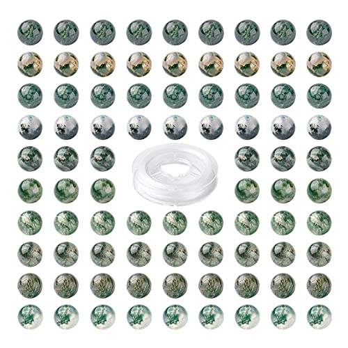 BEEFLYING 100 Stück 8mm Natürliche Moosachat Runde Perlen Kristall Edelstein Halbedelstein Runde Lose Abstandsperlen für Schmuckherstellung DIY Armband Halskette Handwerk BEEFLYING 100 Stück 8mm Natürliche Moosachat Runde Perlen Kristall Edelstein Halbedelstein Runde Lose Abstandsperlen für Schmuckherstellung DIY Armband Halskette Handwerk von BEEFLYING