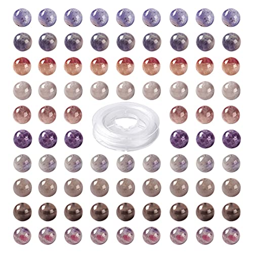 BEEFLYING 100 Stück 8mm Natürlicher Roter Turmalin Runde Perlen Rosa Lose Edelstein Runde Perlen für Schmuck DIY Ohrringe Armband Kit Herstellung von BEEFLYING