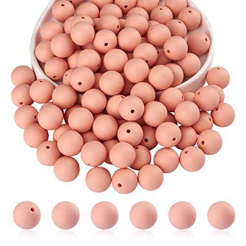 BEEFLYING 100 Stück Silikonperlen Runde Gummiperlen 15 mm Lose Zwischenperlen für DIY-Zubehör Schmuck Schlüsselanhänger Herstellung (Fleischrosa) von BEEFLYING
