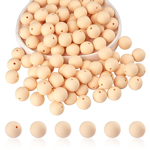BEEFLYING 100 Stück Silikonperlen Runde Gummiperlen 15 mm Lose Zwischenperlen für DIY-Zubehör Schmuck Schlüsselanhänger Herstellung (Hellgelb) von BEEFLYING