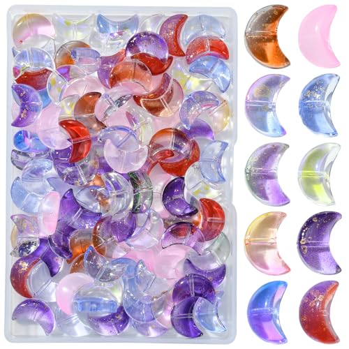 BEEFLYING 100 Stück Transparente Mondglasperlen für die Schmuckherstellung, gemischte Farbe Halbmond-Glasperlen für die Herstellung von Armbändern, Halsketten, Ohrringen, Anhängern und Charme BEEFLYING 100 Stück Transparente Mondglasperlen für die Schmuckherstellung, gemischte Farbe Halbmond-Glasperlen für die Herstellung von Armbändern, Halsketten, Ohrringen, Anhängern und Charme von BEEFLYING