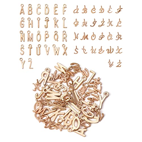 BEEFLYING 156 Stück Buchstaben-Anhänger-Charme 26 Buchstaben-Charms Anhänger mit Anfangsbuchstaben A~Z für Halsketten Armbänder Schmuckherstellung Bastelbedarf (Gold) von BEEFLYING
