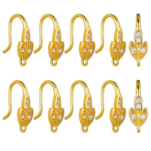 BEEFLYING 20 Stück 18 Karat vergoldete Zirkonia-Ohrringhaken Ohrhaken mit baumelnden Schlaufen für DIY-Schmuckherstellung und Kunsthandwerk von BEEFLYING