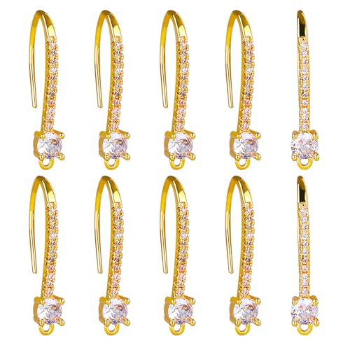 BEEFLYING 20 Stück 18 Karat vergoldete Zirkonia-Ohrringhaken Ohrhaken mit baumelnden Schlaufen für DIY-Schmuckherstellung und Kunsthandwerk BEEFLYING 20 Stück 18 Karat vergoldete Zirkonia-Ohrringhaken Ohrhaken mit baumelnden Schlaufen für DIY-Schmuckherstellung und Kunsthandwerk von BEEFLYING