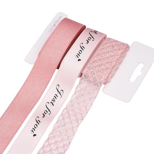 BEEFLYING 3 Stile Rosa Drahtkantenbänder zur Geschenkverpackungsdekoration, 25~28mm×2.7m Organza Satinband Seidenband für Hochzeitsfeier Dekoration Haarschleifen Blumendesigns Nähen und Handwerk BEEFLYING 3 Stile Rosa Drahtkantenbänder zur Geschenkverpackungsdekoration, 25~28mm×2.7m Organza Satinband Seidenband für Hochzeitsfeier Dekoration Haarschleifen Blumendesigns Nähen und Handwerk von BEEFLYING