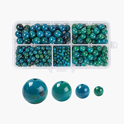 BEEFLYING 340Pcs Natürliche Chrysokoll Edelsteinperlen Chrysokoll Plain Runde Lose Perlen Kristallenergiestein Heilkraft Steinperlen Für Schmuckherstellung Handgemachtes Kunsthandwerk von BEEFLYING