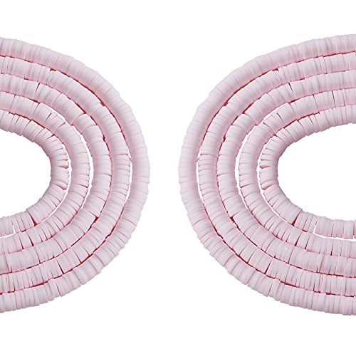 BEEFLYING 3800~4000 Stück Polymer Clay Perlen Scheibe Flache Runde Lose Heishi Perlen Für Handgemachte DIY Schmuckherstellung Handwerk (Rosa), 4mm) von BEEFLYING